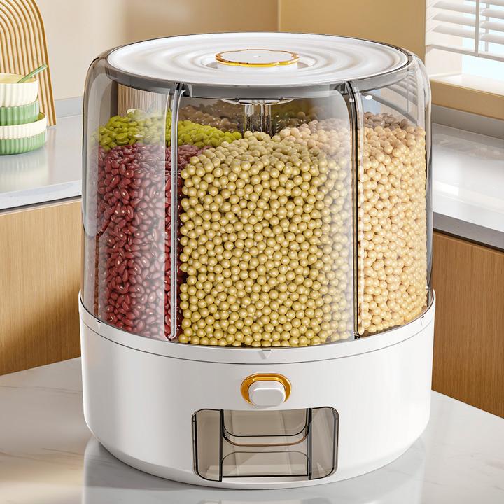 分格杂粮米桶厨房专用五谷杂粮收纳盒防虫防潮旋转米桶密封储粮桶