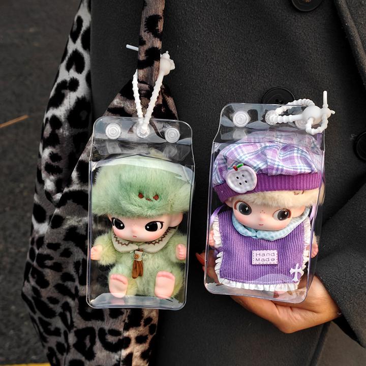 DIMOO新生日记娃包 13cm搪胶娃用透明防尘收纳袋保护套外出遛娃包