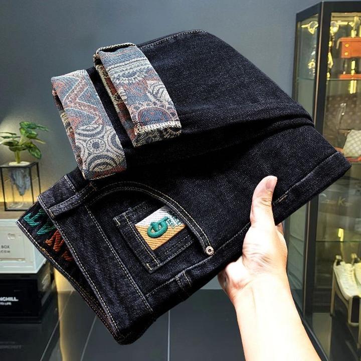 男士牛仔裤秋冬宽松直筒长裤2025新款黑色弹力休闲裤子潮流百搭