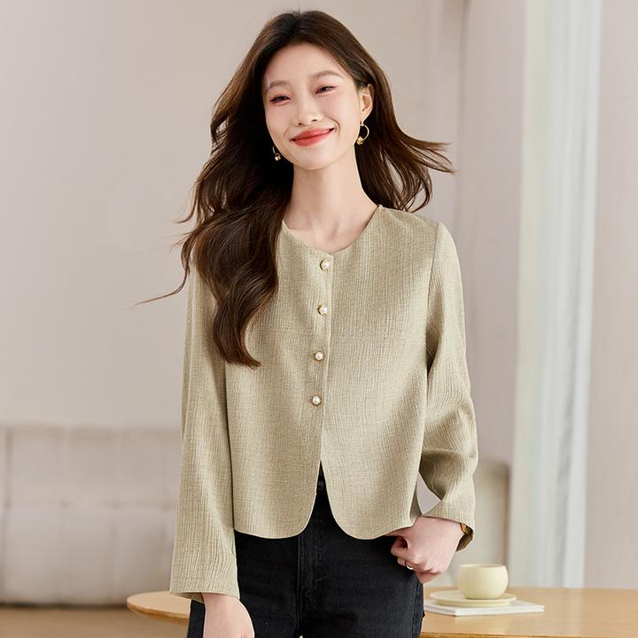 小西装短款外套女春秋季新款圆领小香风气质职场通勤夹克上衣