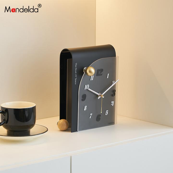 Mandelda现代创意客厅桌面时钟酒柜座钟氛围感时钟摆件装饰品