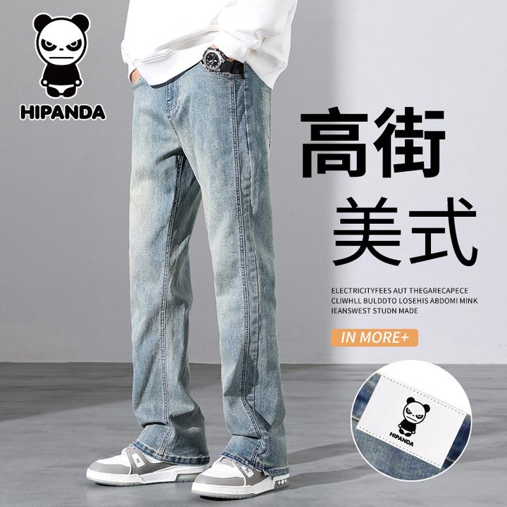 HiPanda你好熊猫美式潮牌牛仔裤男士秋季休闲宽松百搭微喇直筒裤