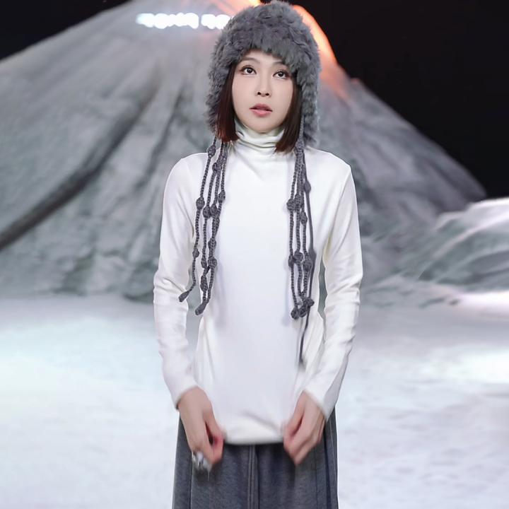 溶溶【云雾羊毛衫】RONGRONG 绵羊毛半高领亲肤舒适保温打底衫QD025