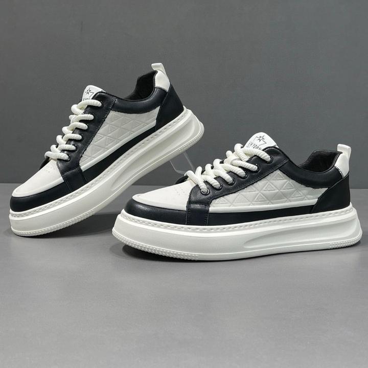 男款小白鞋秋季2025新款鞋子头层牛皮厚底板鞋高端潮流鞋子男款