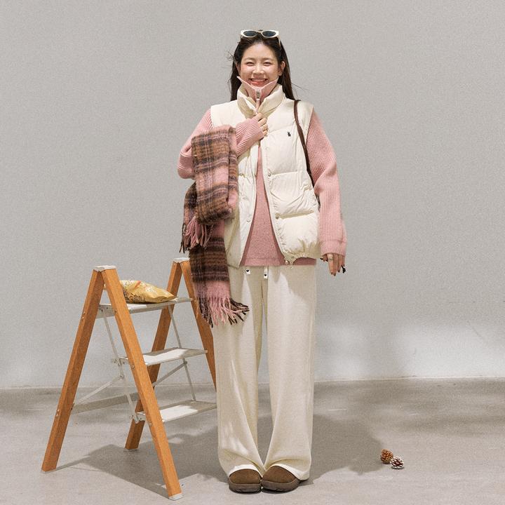 张大人【小韩街头】大码女装微胖妹妹粉色拉链毛衣直筒休闲裤套装