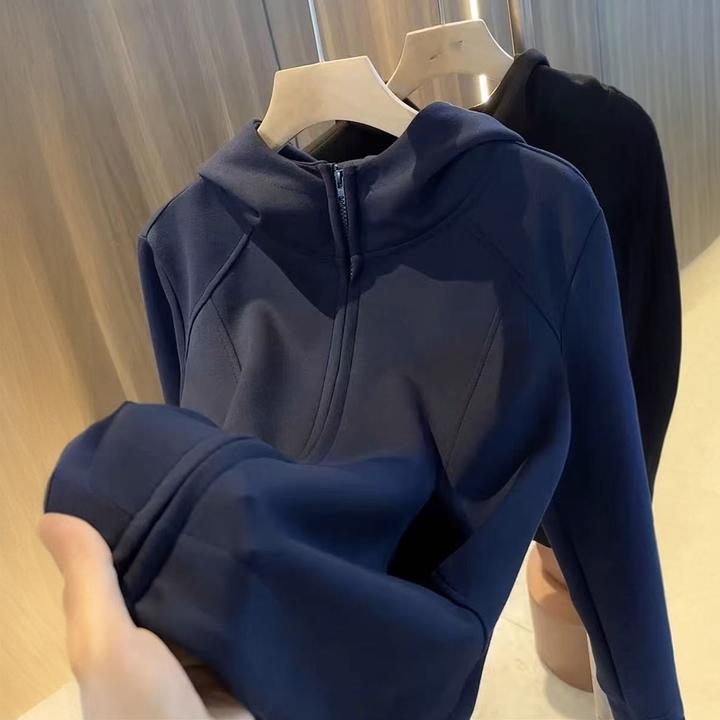 欧货运动连帽卫衣女装秋冬2025新款遮肉洋气时尚上衣休闲拉链外套