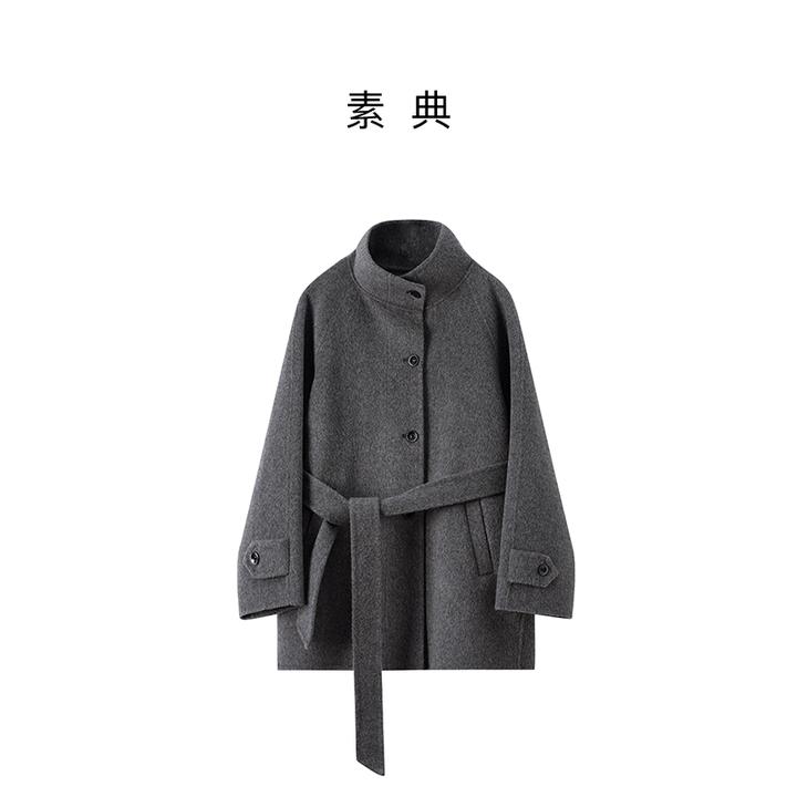 素典【烟影】100羊毛冬季气质时尚上衣百搭双面呢女外套4935