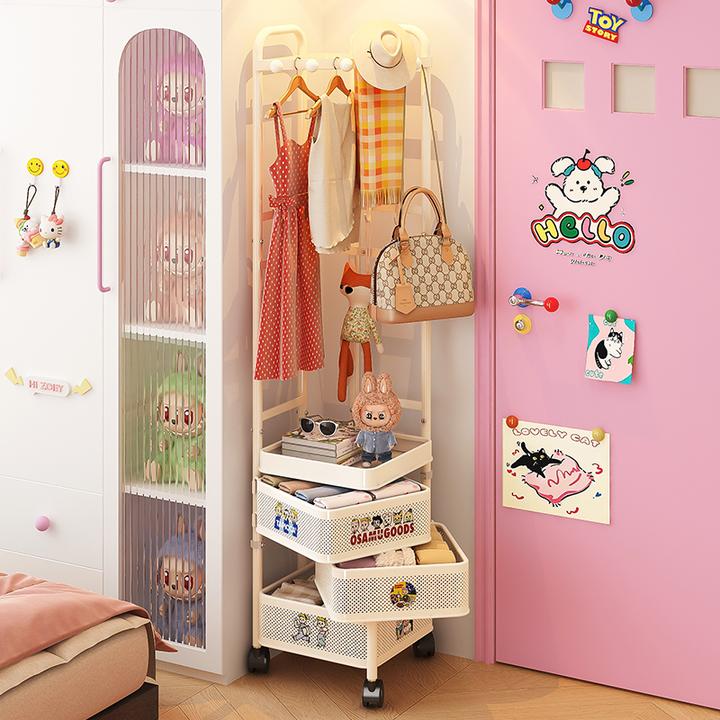 雅图诗转角衣帽架家用门口移动挂衣架卧室纯色衣架落地床头置物架