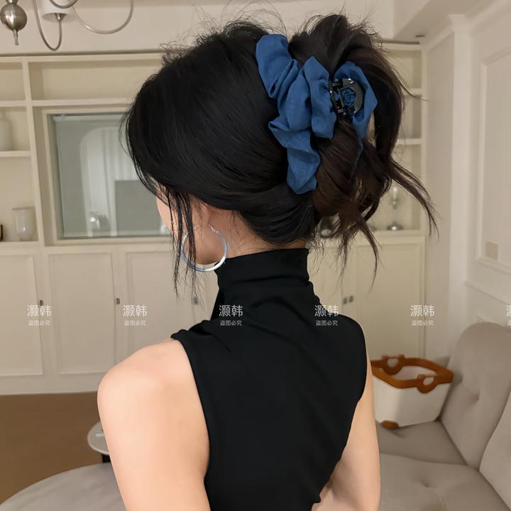 经典褶皱～高级感牛仔面韩式慵懒不规则褶皱13厘米发量多抓夹