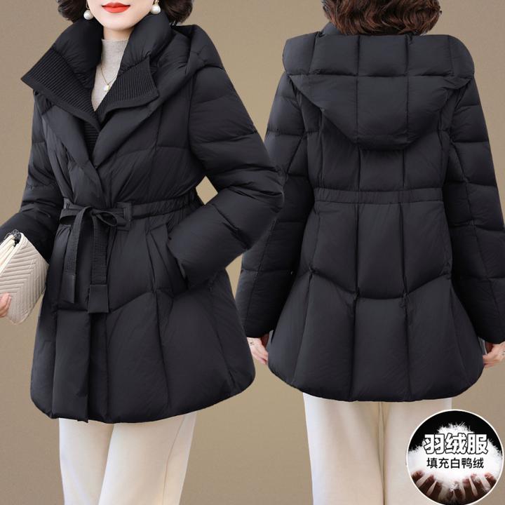 显瘦修身韩版连帽大码长款羽绒外套女爆款女款2025新款时尚气质