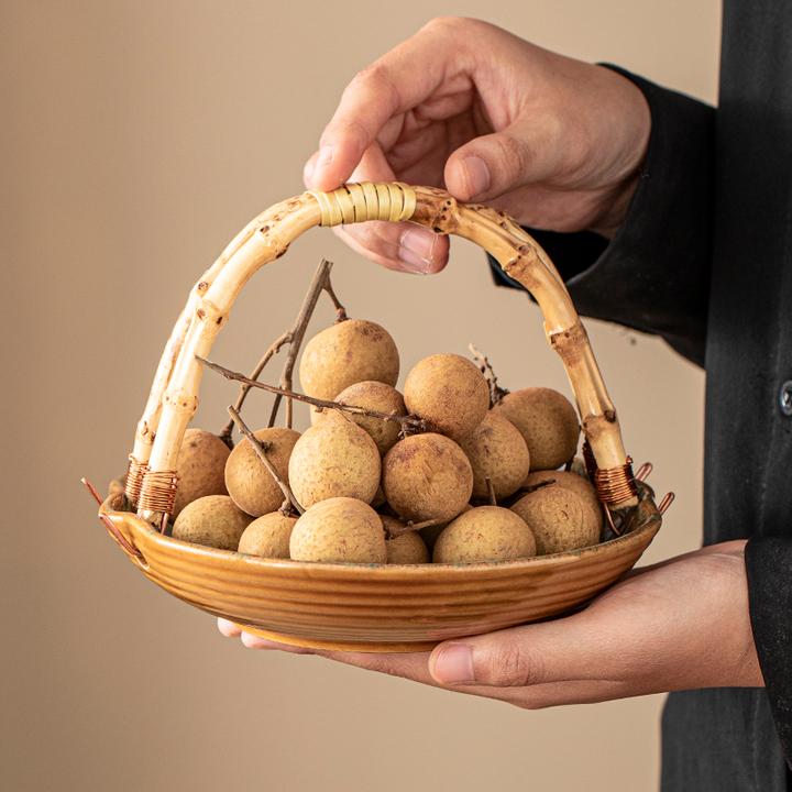 果盘拼盘零食盘客厅高脚盘围炉煮茶点心盘陶瓷酒店水果盘2026新款