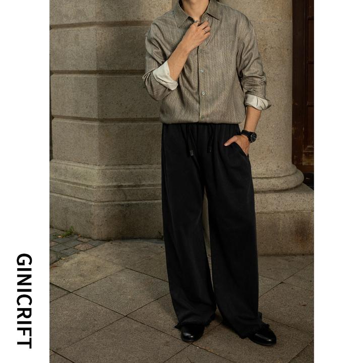 GeneCraft「巴风」四季款磨烂裤做旧百搭复古阔腿宽松裤子男