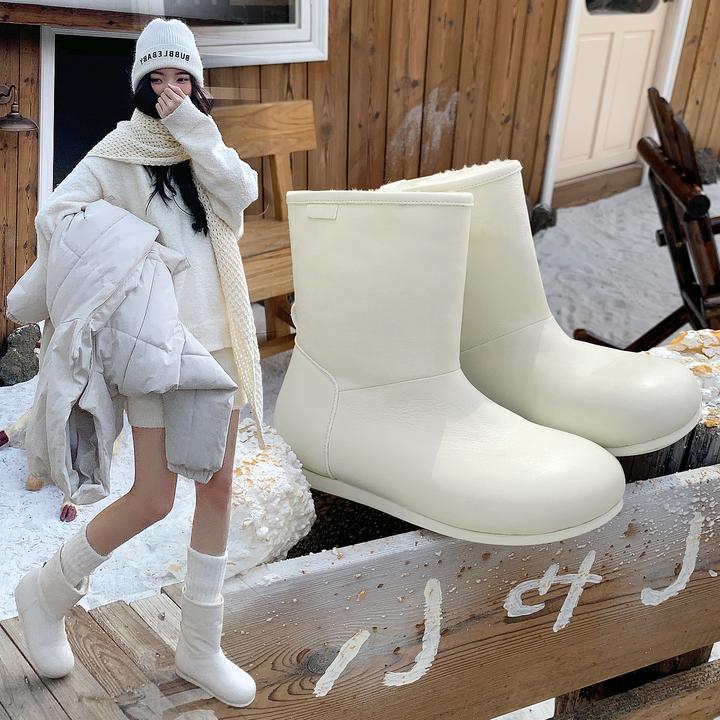 真皮雪地靴女款2025新款冬季防水靴子女冬加厚加绒棉鞋休闲雪地棉