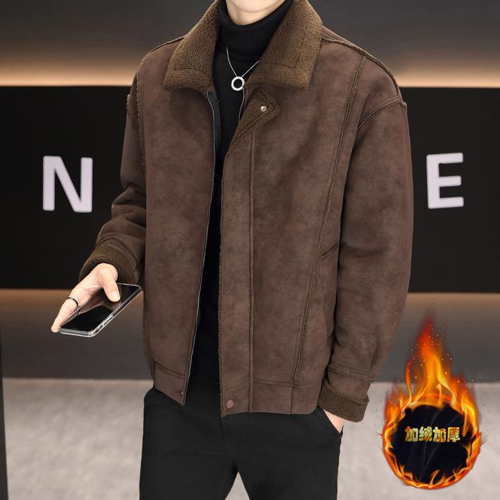 外套男装2025春季秋装韩版帅气翻领男士短款保暖夹克潮流复古