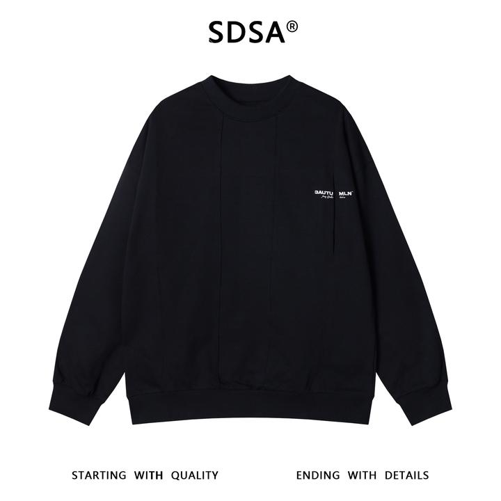 SDSA男士秋冬新款痞帅男装·韩版简约撞色刺绣字母圆领卫衣网红款