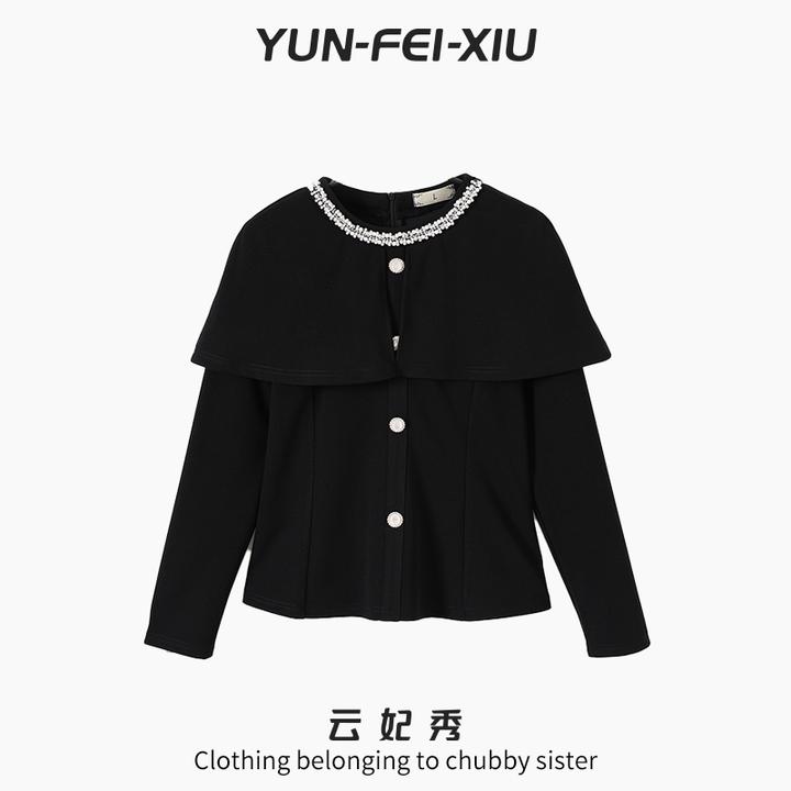 云妃秀大码女装衬衫时尚休闲胖妹妹显瘦宽松遮肉上衣秋季68676
