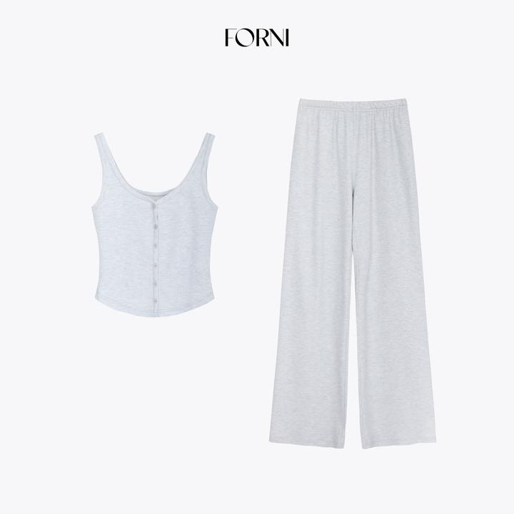 FORNI  弧线背心套装 亲肤修身吊带上衣/长裤套装