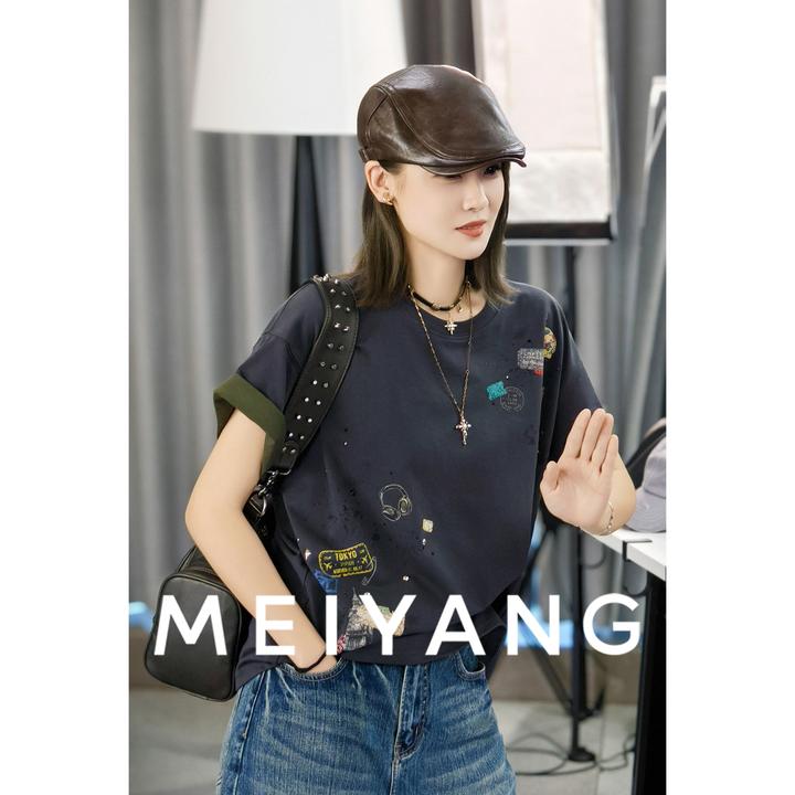 A美洋MEIYANG【商场同款】手帐T恤 防晒UPF50+圆领短袖-周四