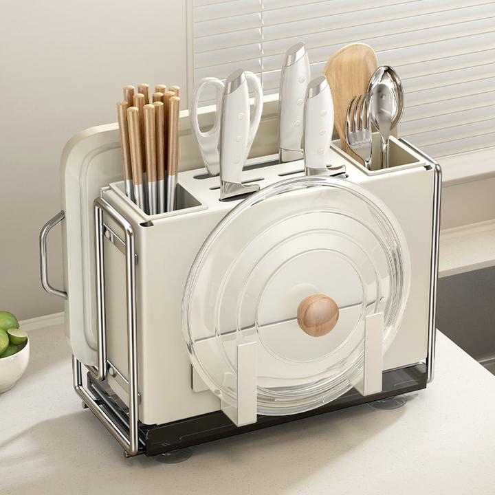 供应厨房置物架奶油风刀架家用多功能刀具筷子笼架台面砧板架