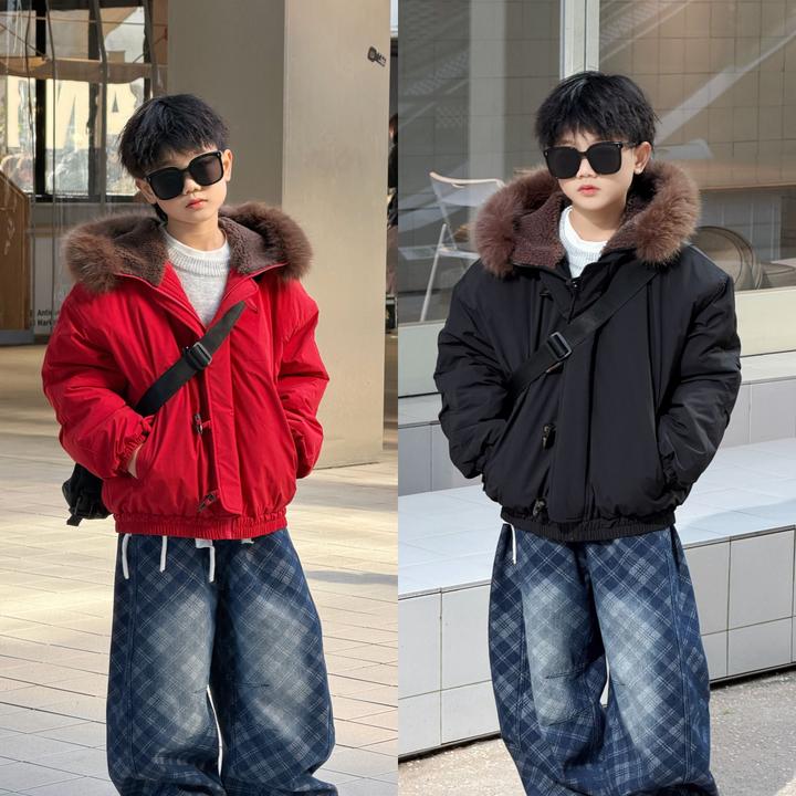 THE LUHAN【小众设计】秋冬毛领座山雕棉服亲子装中大童外套25865