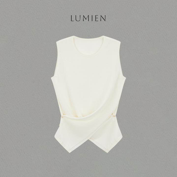现货【LUMIEN】对称交叉收腰下摆设计修身显瘦醋酸针织衫LX5EBB36