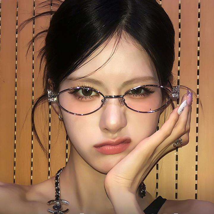 2025新款GM平光镜金属椭圆眼镜女珠宝系列纯欲风JENNIE超轻眼镜架
