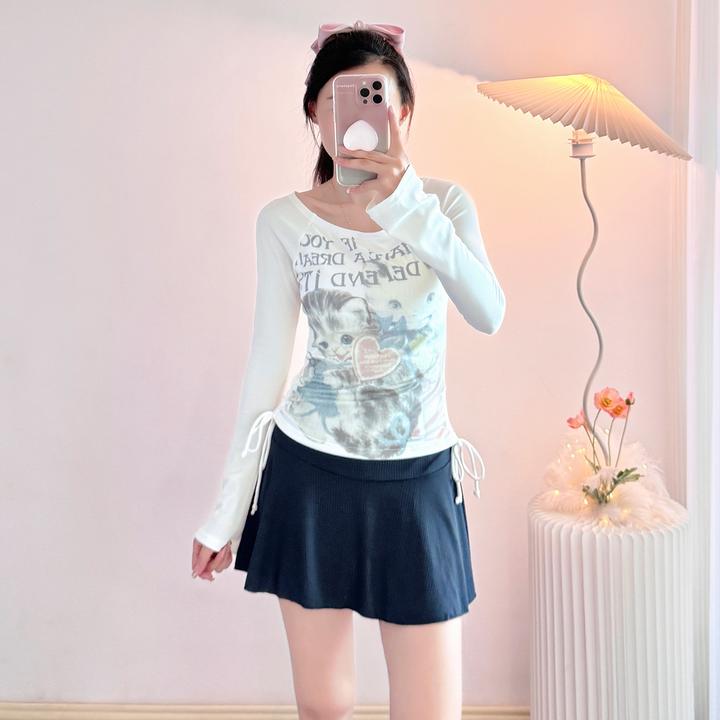 防晒长袖泳衣女成人分体辣妹裙式印花沙滩泡温泉速干潜水冲浪泳装