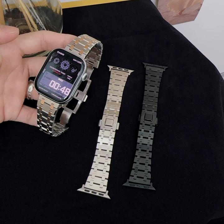 适用iwatchS11/10表带苹果手表applewatch98金属不锈钢蝴蝶扣腕带