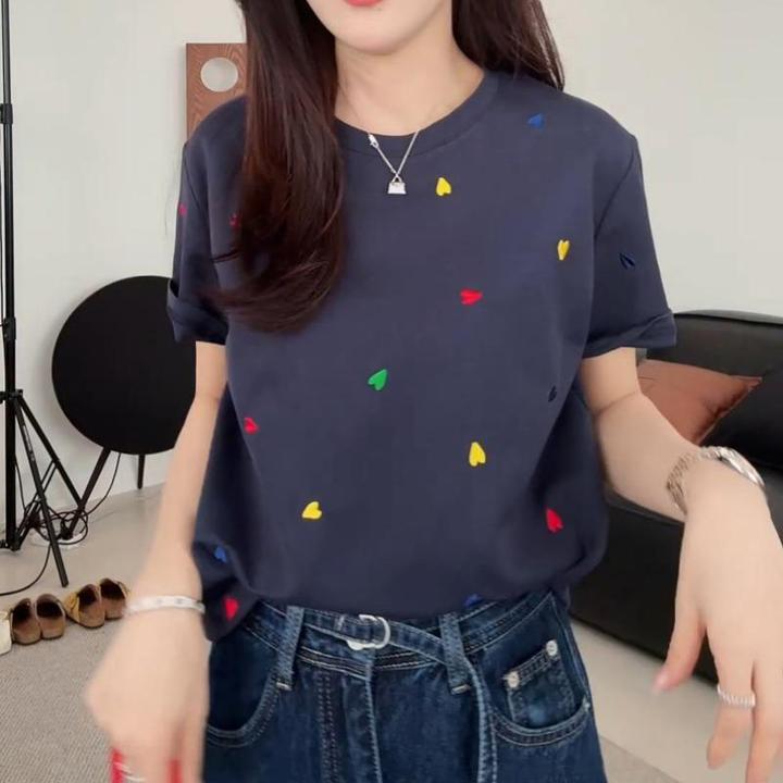 韩系短袖T恤2025年夏季新款显瘦圆领时尚简约上衣女装宽松运动潮
