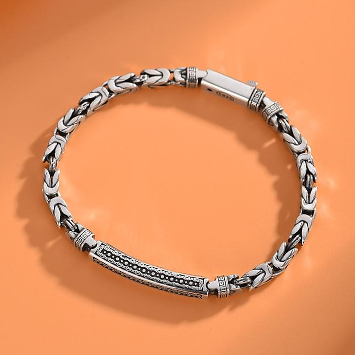 高级感9999银平安纹手链潮牌百搭复古小众轻奢编织时尚个性