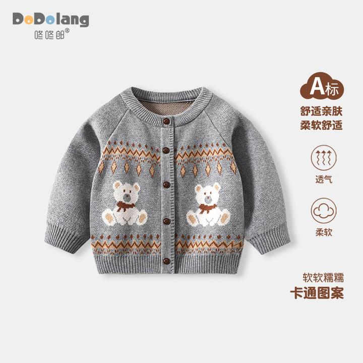 a类儿童毛衣秋冬新款婴童上衣宝宝开衫提花长袖男女童休闲针织衫