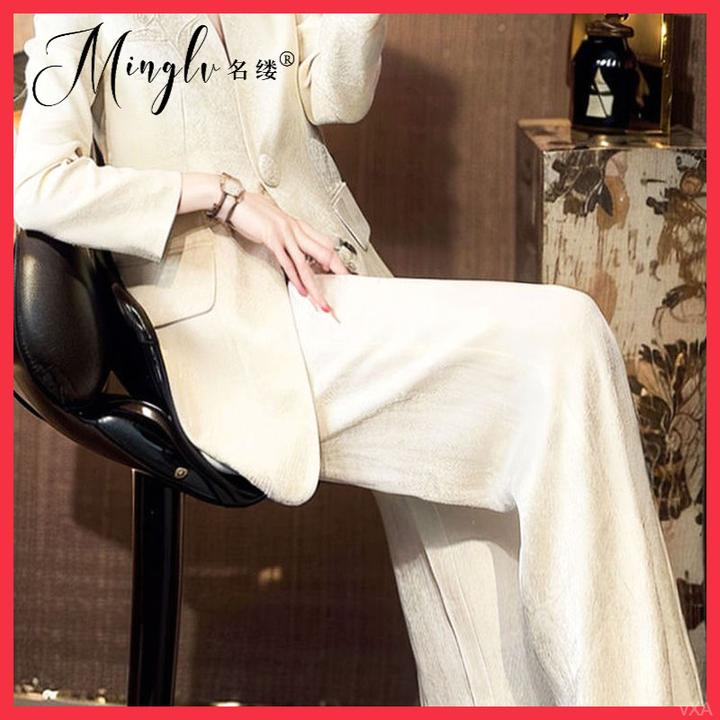 高级感高端女装秋季提花小香风百搭西装套装女时尚正品2025新款