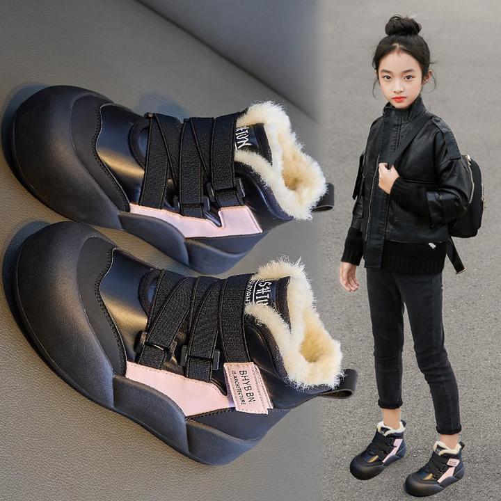 ABC女童雪地靴冬季新款儿童大棉靴加绒短靴中大童小女孩公主靴子