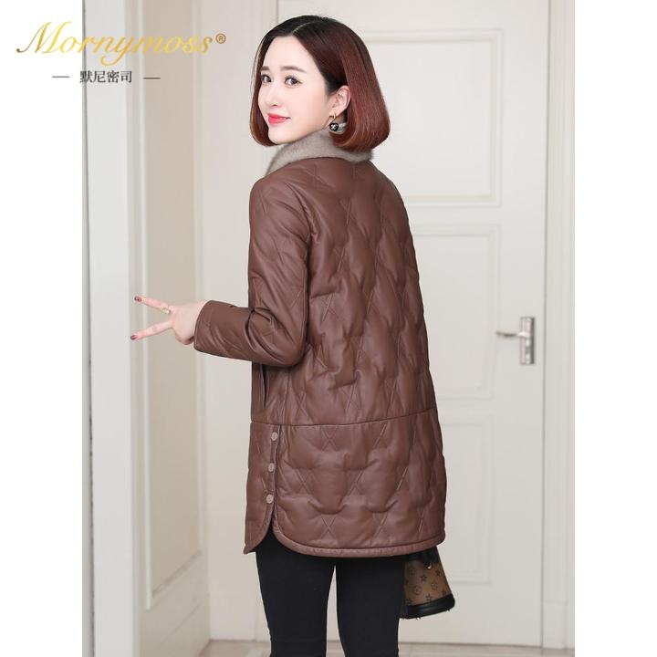 默尼密司品牌真皮羽绒服女2025冬季新款休闲水貂毛领绵羊皮皮衣外