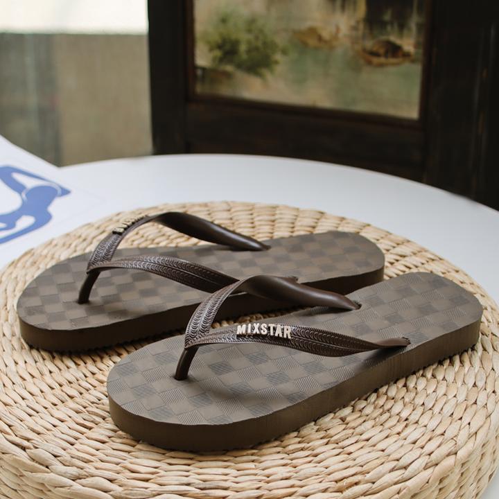 纯进口泰国拖鞋人字拖男士夏季纯色时尚软底户外耐磨外穿厚底沙滩