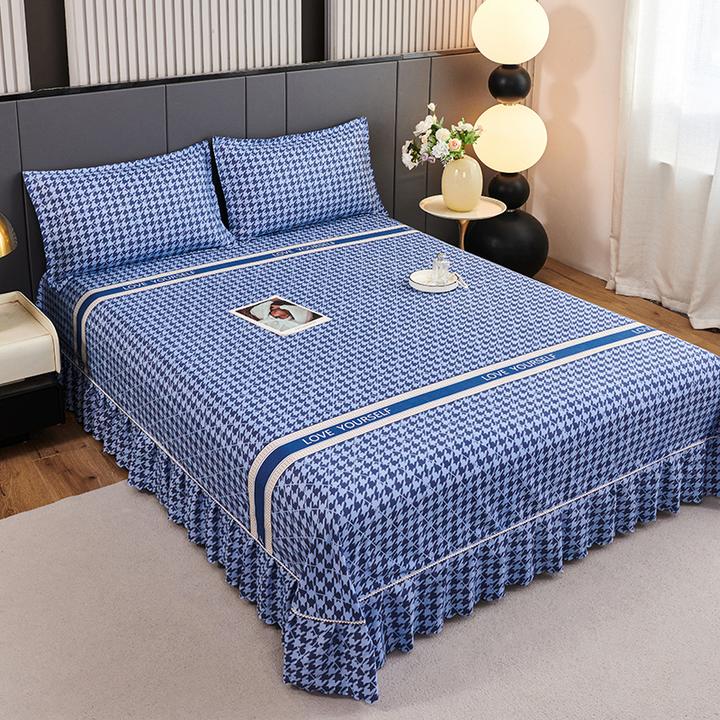 加大床裙高档防尘床套罩亲肤柔软透气遮丑下摆床裙罩四季通用