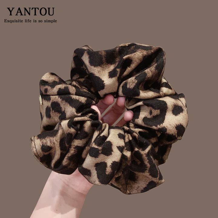 复古高级感大肠发圈时尚豹纹发绳低马尾扎头发皮筋辣妹头饰发饰女