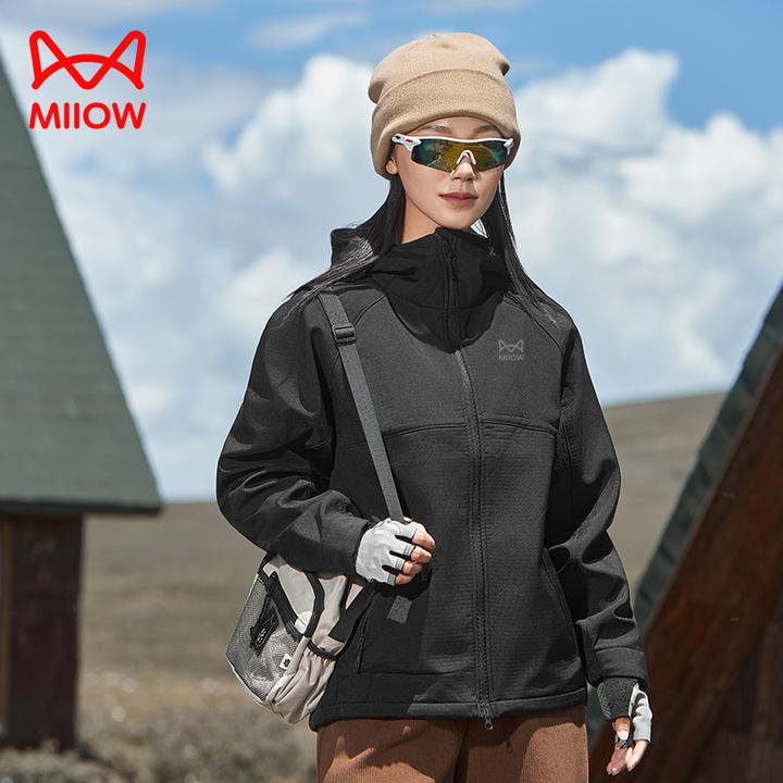 MIIOW CLASSIC/猫人经典徒步登山防风防水透气软壳衣情侣外套连帽