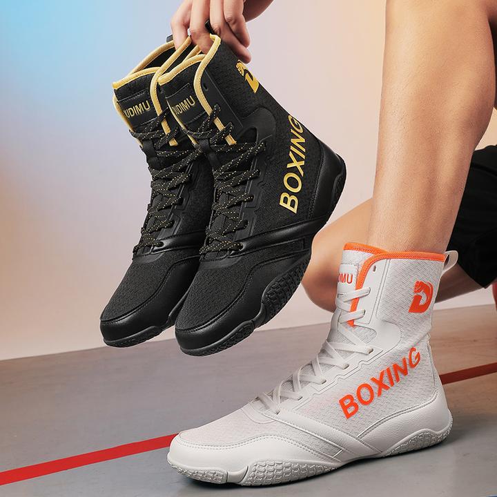 拳击鞋高帮搏击鞋专业散打室内跤靴透气摔跤鞋复古格斗男女训练鞋
