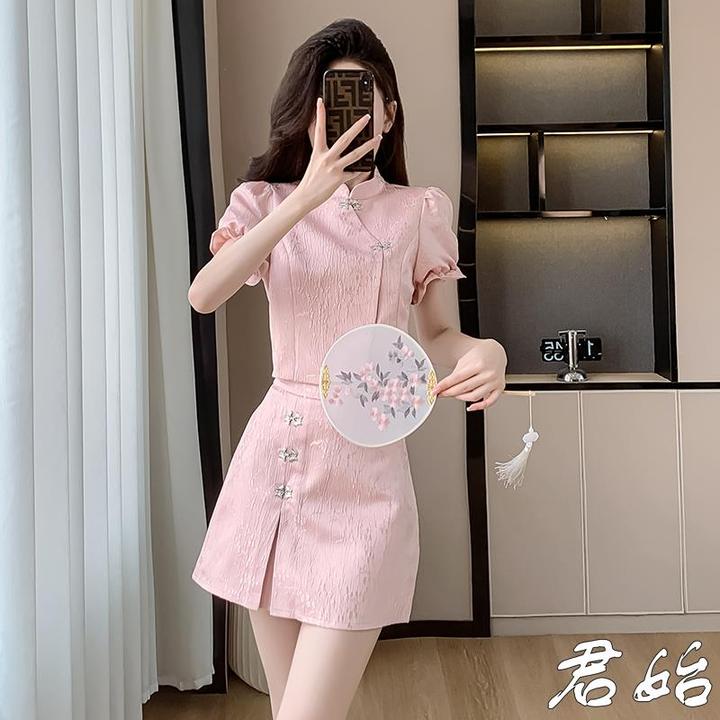 新中式国风洋气小个子两件套短款旗袍显瘦气质网红洋气炸街女装