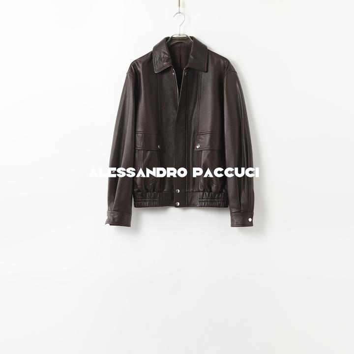 AP洛哥431019PY【黑标系列】进口羊皮革VOGUL翻领拉链工装皮夹克