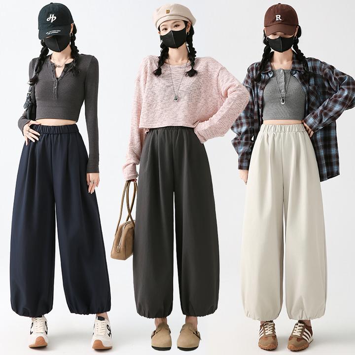 九分垂感花苞裤女阔腿裤2025新款高腰显瘦阔腿气球裤百搭裤子宽松