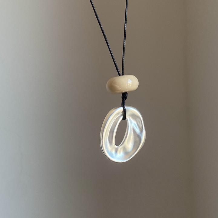 非金属皮质项链 不规则椭圆长款项链女轻奢气质高级感秋冬毛衣链