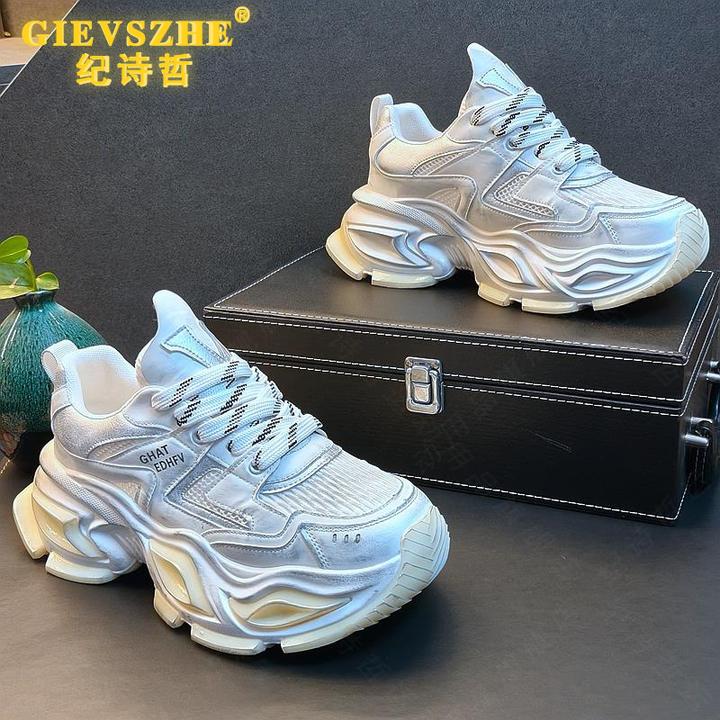 纪诗哲男款老爹鞋复古风脏脏小白鞋新款男鞋内增高厚底运动休闲鞋