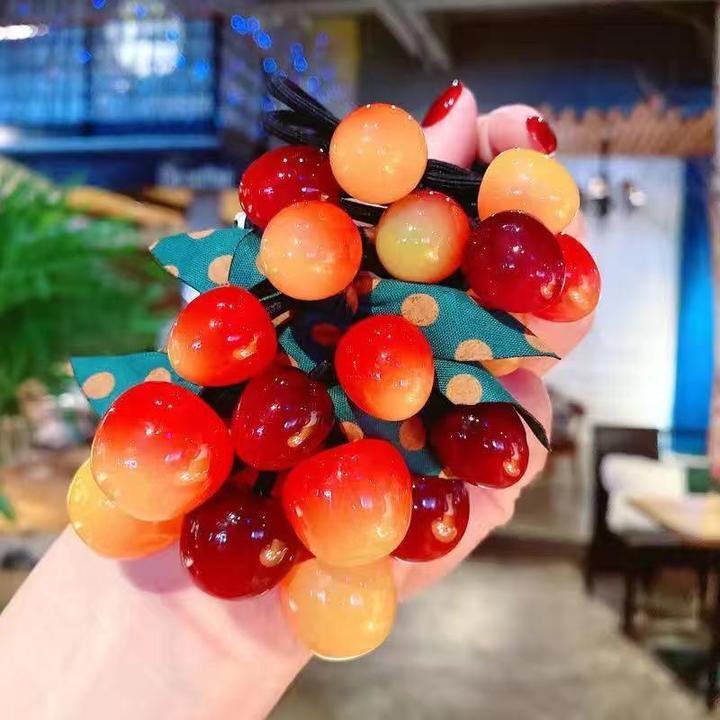 樱桃水果头绳韩版小清新网红ins发绳头花高弹力发圈橡皮筋发配饰