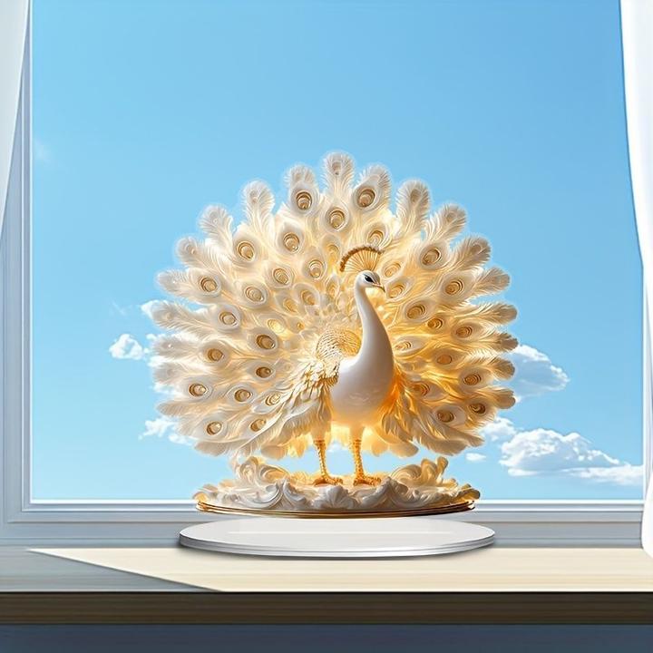 热销家居装饰品孔雀主题摆件雕像有机玻璃工艺中式风格卧室客厅多