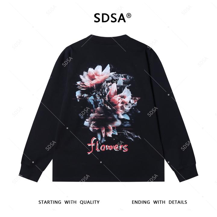 SDSA男士秋冬新款轻奢痞帅男装撞色印花花卉圆领卫衣百搭舒适上衣