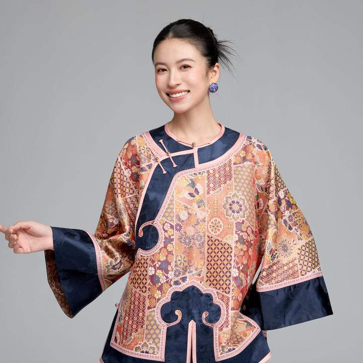 初见十三娘『还乡』丝毛蜀锦斜开外套减龄百搭时尚春秋冬新中式国风