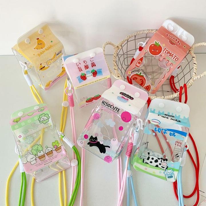 ins水果牛奶盒10cm娃包含绳番茄卡通斜挎学生外出娃用收纳包展示