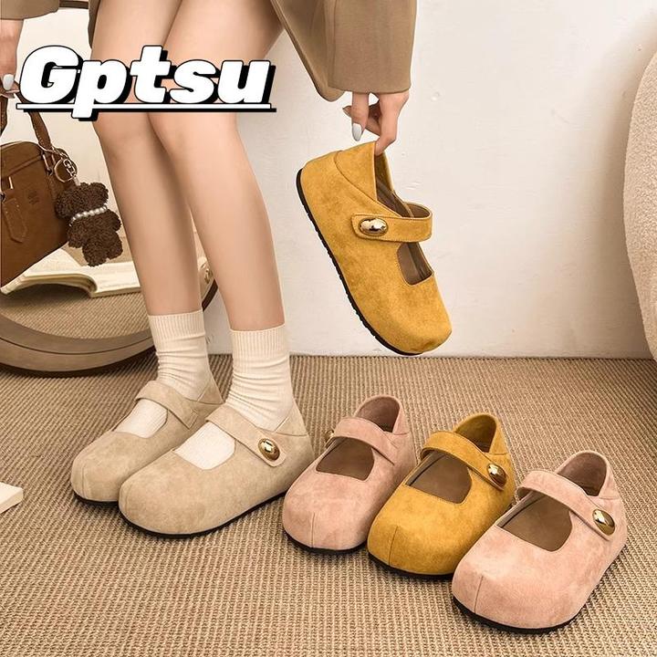 GPTSu法式厚底内增高踩脚大头一脚蹬玛丽珍勃肯鞋子女春夏款单鞋
